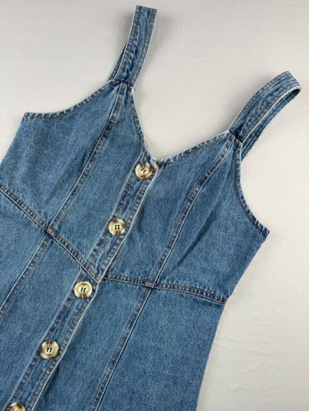 Sugar Lips Women's S Denim Cotton Mini Blue Button Front Tank Dress Y2K Sexy